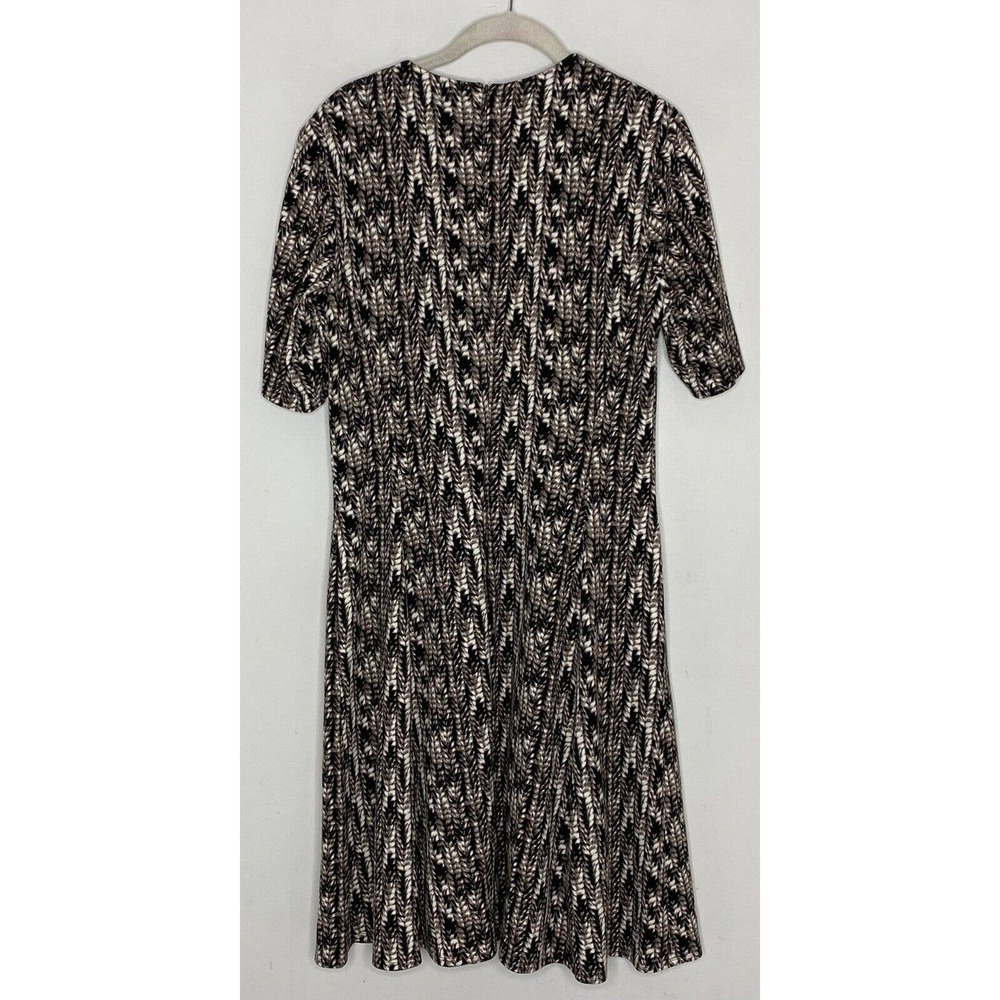 W By Worth Womens Tan Brown Printed Zip Front Short Sleeve Flare Dress Sz 8 - Picture 5 of 5
